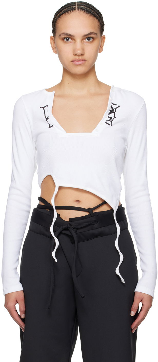 T-shirt Ottolinger Ottolinger Asymmetric Long Sleeve T-Shirt Vit | 408101