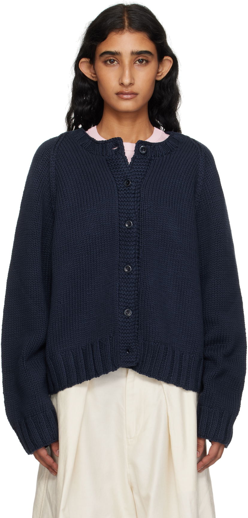 Sweater YMC YMC Atomic Cardigan Mörkblå | Q8YMF