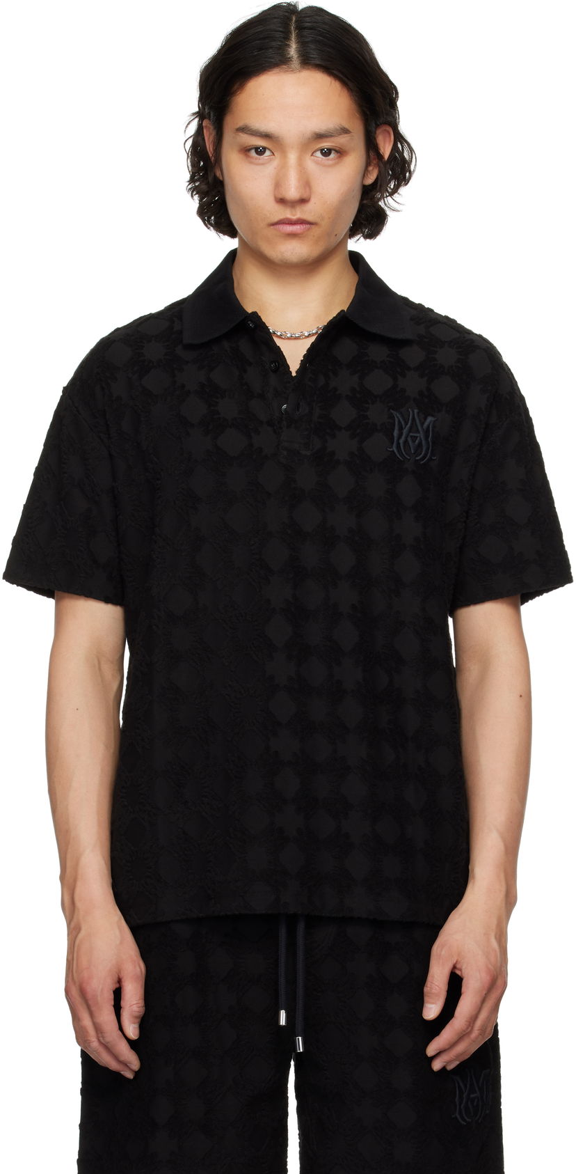 Polotröja AMIRI AMIRI MA Quad Toweling Polo Svart | AMJYPO1015