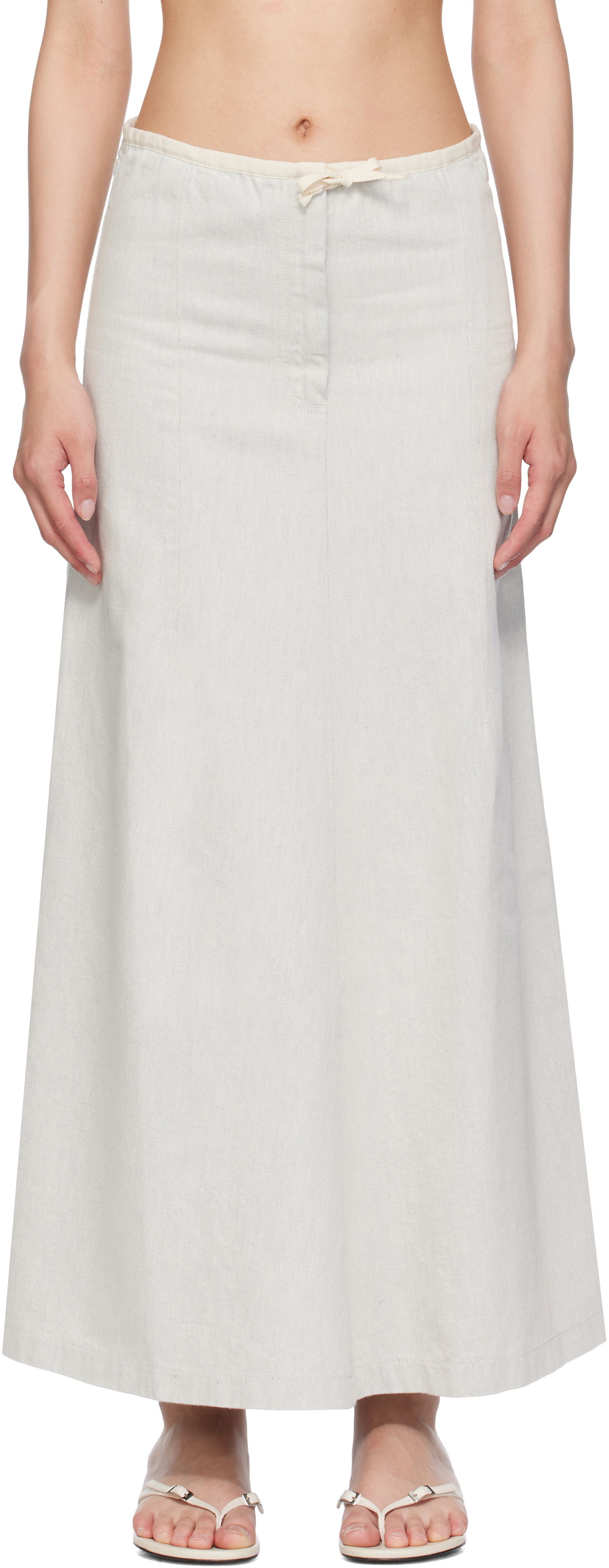 Kjol Baserange Baserange Arthur Denim Maxi Skirt Vit | SKAR-DE-SU25, 0