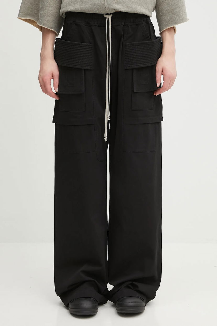 Cargo byxor Rick Owens Rick Owens DRKSHDW Creatch Wide Cargo Drawstring Cotton Pants Svart | DU02E7394.TW