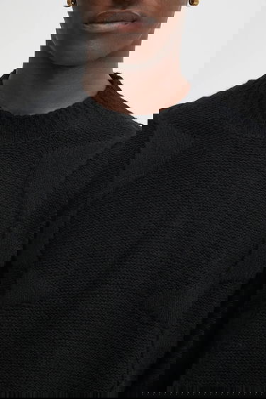 Sweater HELIOT EMIL Textured Knit Crewneck Sweater Svart | PREAW25.M.07.063.BLK01., 3