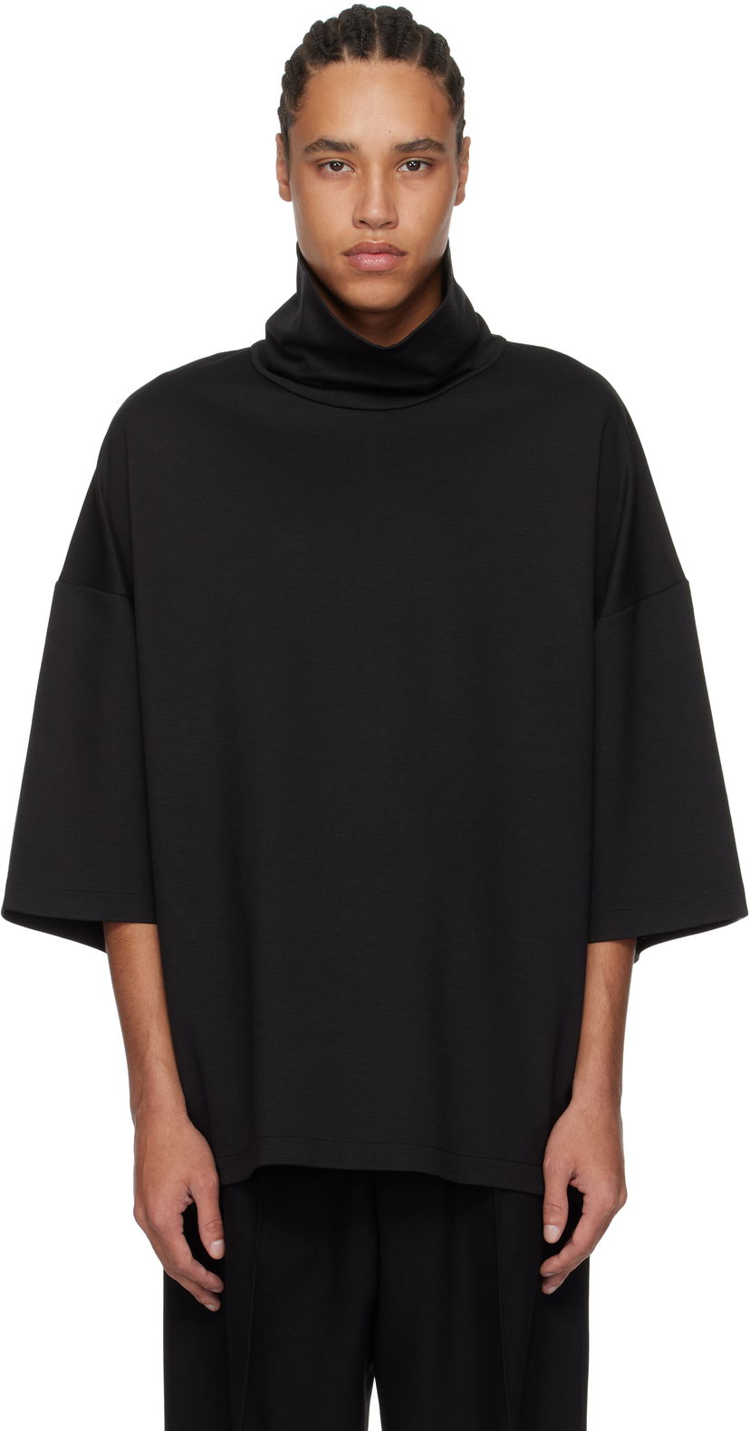 Sweater Fear of God Fear of God High Neck Short Sleeve Sweatshirt Svart | FGE250-519VIS