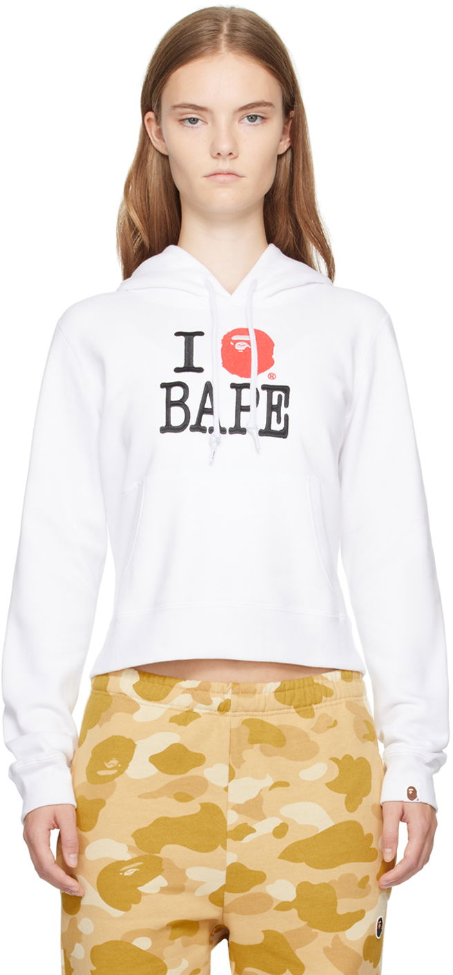 Sweatshirt BAPE 'I Love' Hoodie Vit | 001PPK802002L