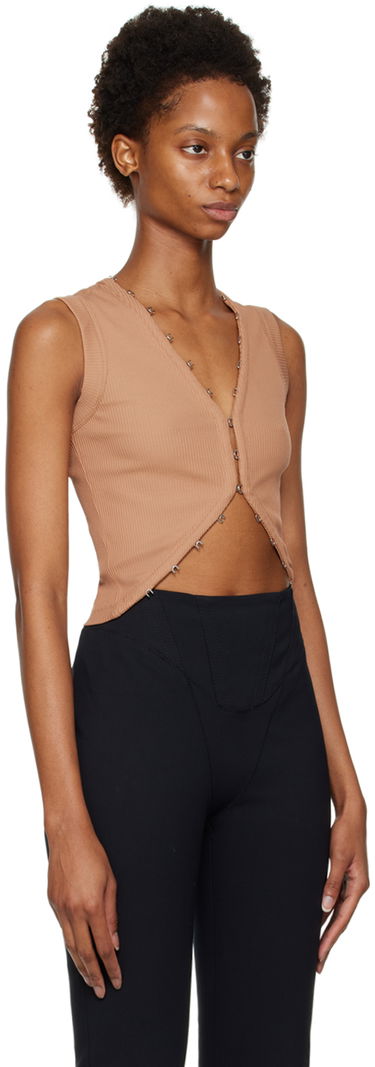 Linne Dion Lee Hook & Eye Ribbed Tank Top Grön | C3075F22, 4