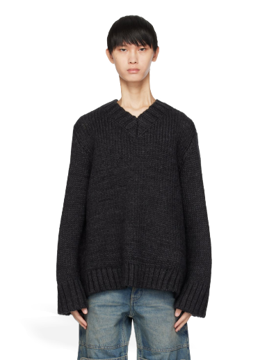 Sweater GUESS USA V-Neck Sweater Svart | M3BR00Z38F0