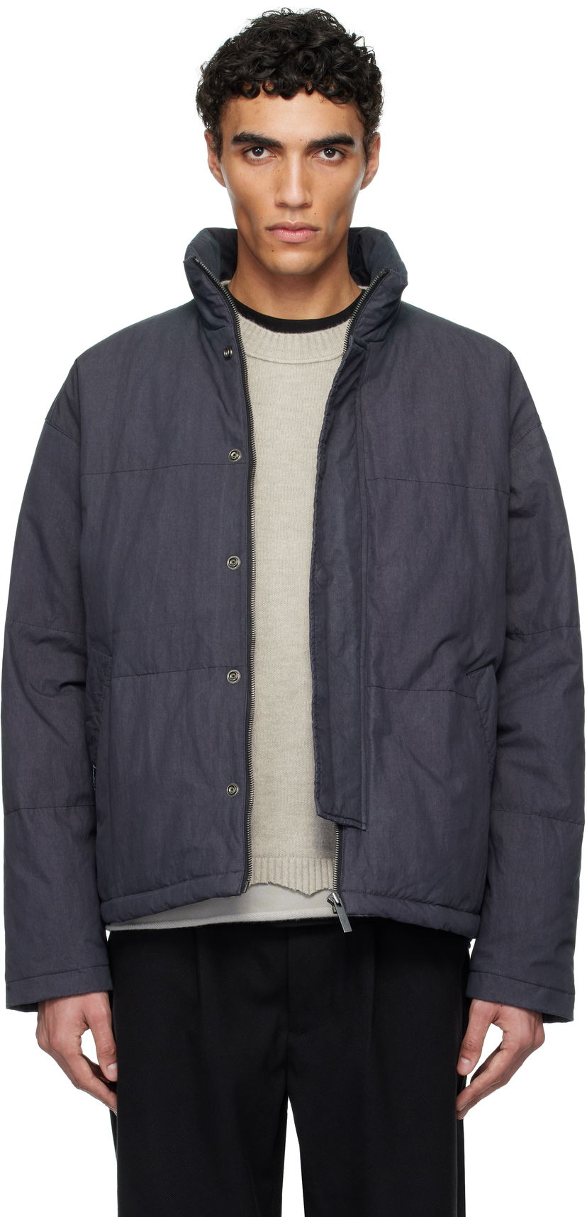 Pufferjacka izzue Izzue Indigo-Dyed Down Jacket Mörkblå | IZXDND7101F4NCCX