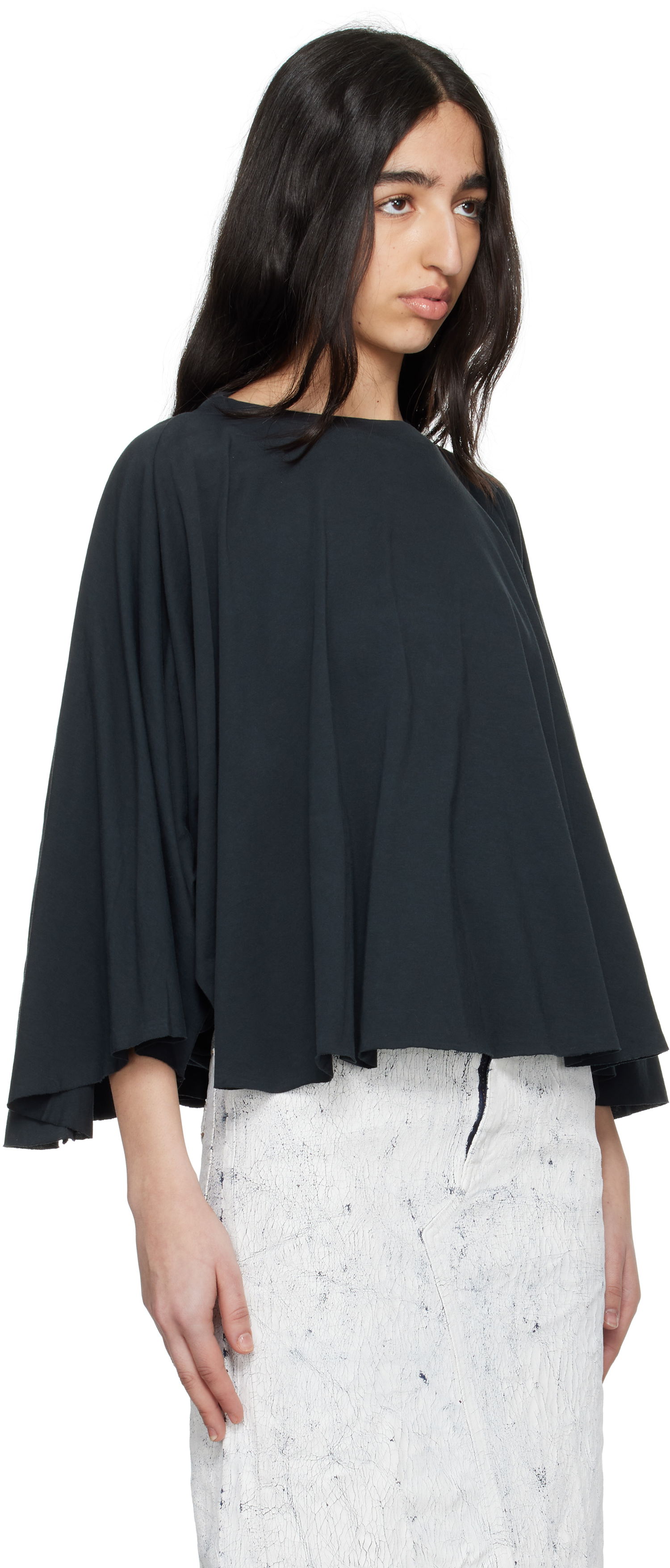 Sweater Maison Margiela MM6 Maison Margiela Jersey Batwing Top Svart | S62NH0038 M20115, 1