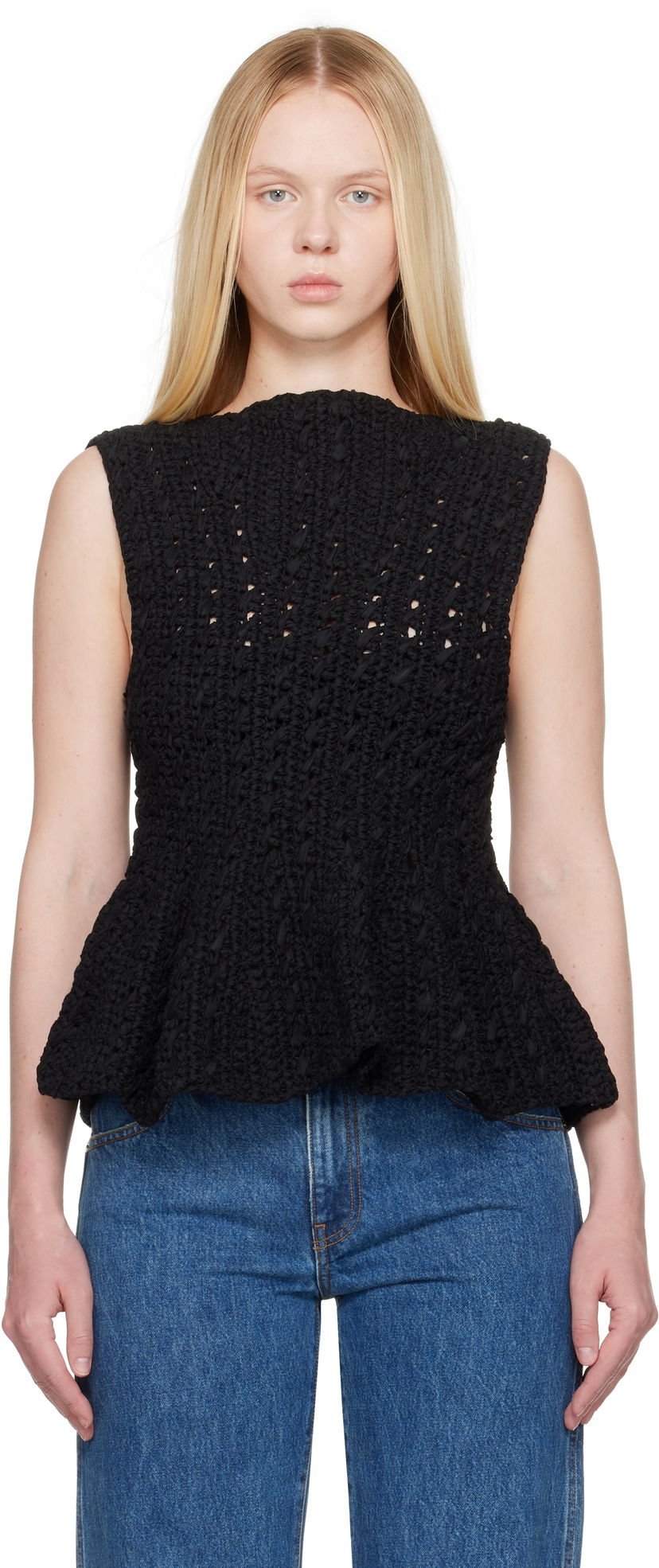Linne Khaite Khaite Yuka Peplum Knit Top Svart | 18006130