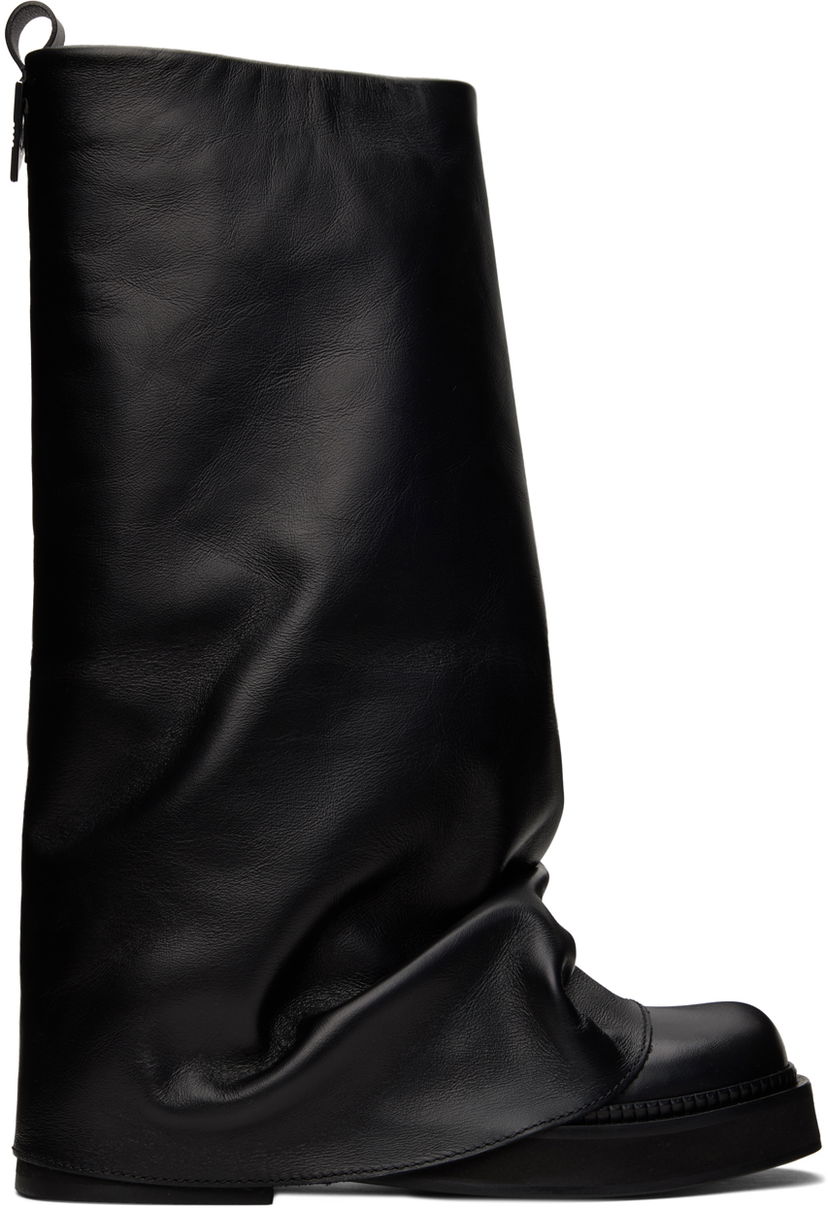 Kläder The Attico Attico Robin Slouch Leather Combat Boots Svart | 241WS798 L019