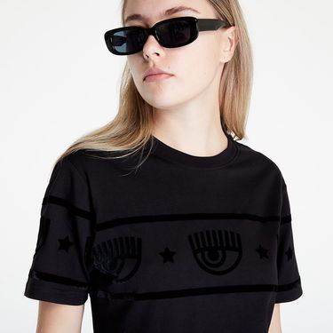 T-shirt Chiara Ferragni Maxilogomania Flock T-Shirt Svart | 73CBHT08CJT04899, 1