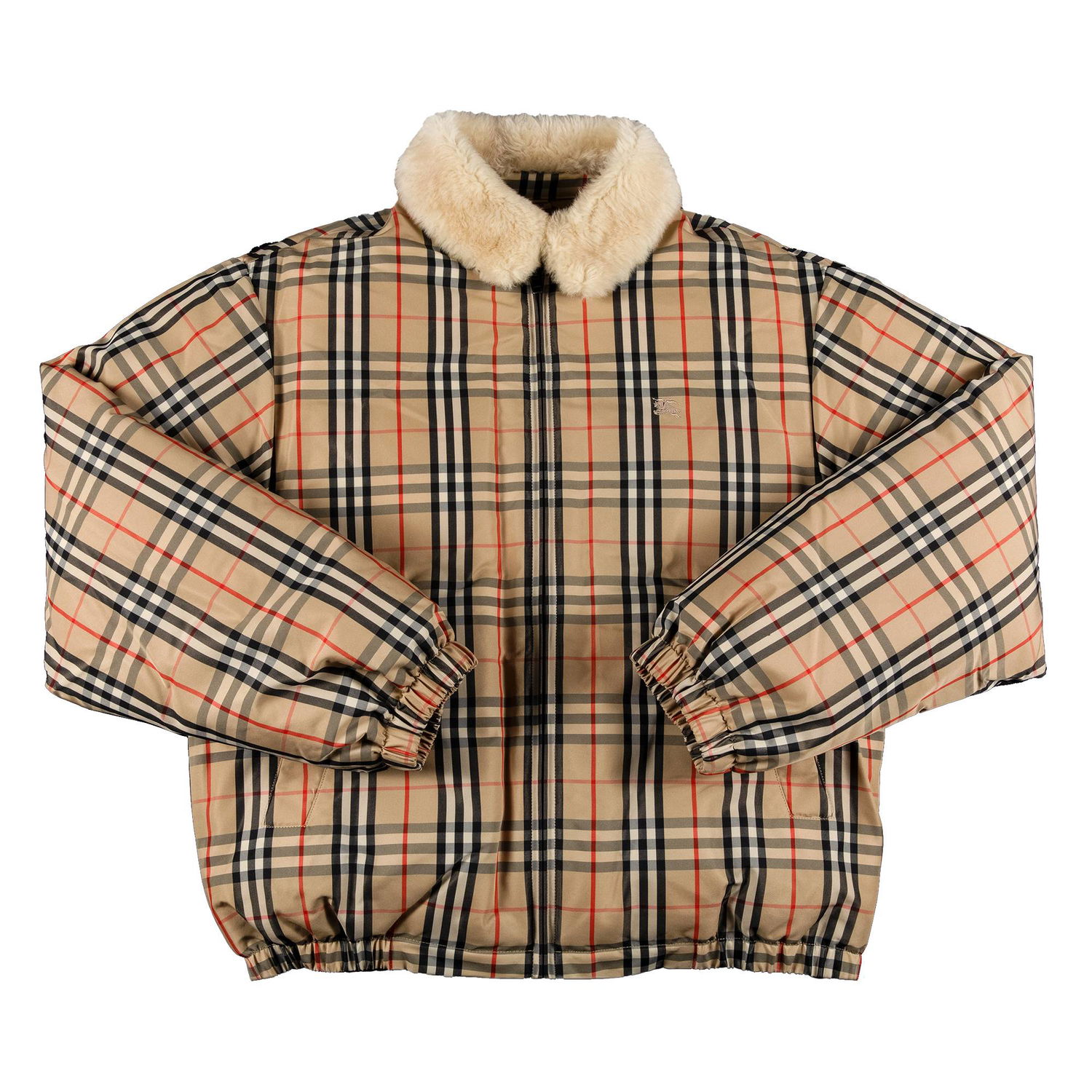 Jacka Supreme Burberry x Shearling Collar Down Puffer Jacket Beige | SS22J33 BEIGE, 1