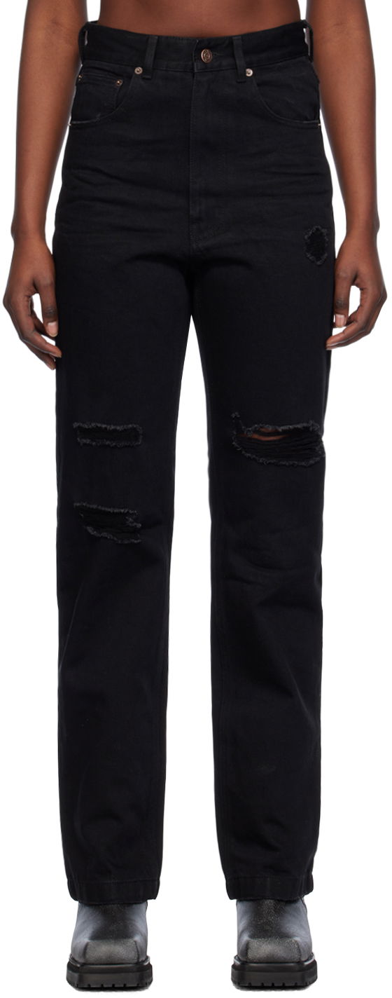 Jeans We11done Distressed Jeans Svart | WD-DP0-24-330-W-BK