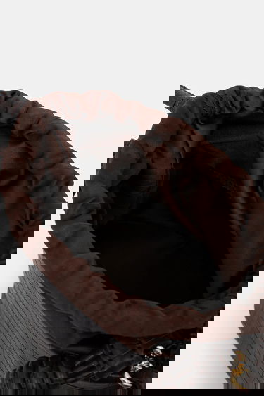 Handväska GANNI Bou Braided Handle Crocodile-Embossed Drawstring Bucket Bag Brun | A6697, 4