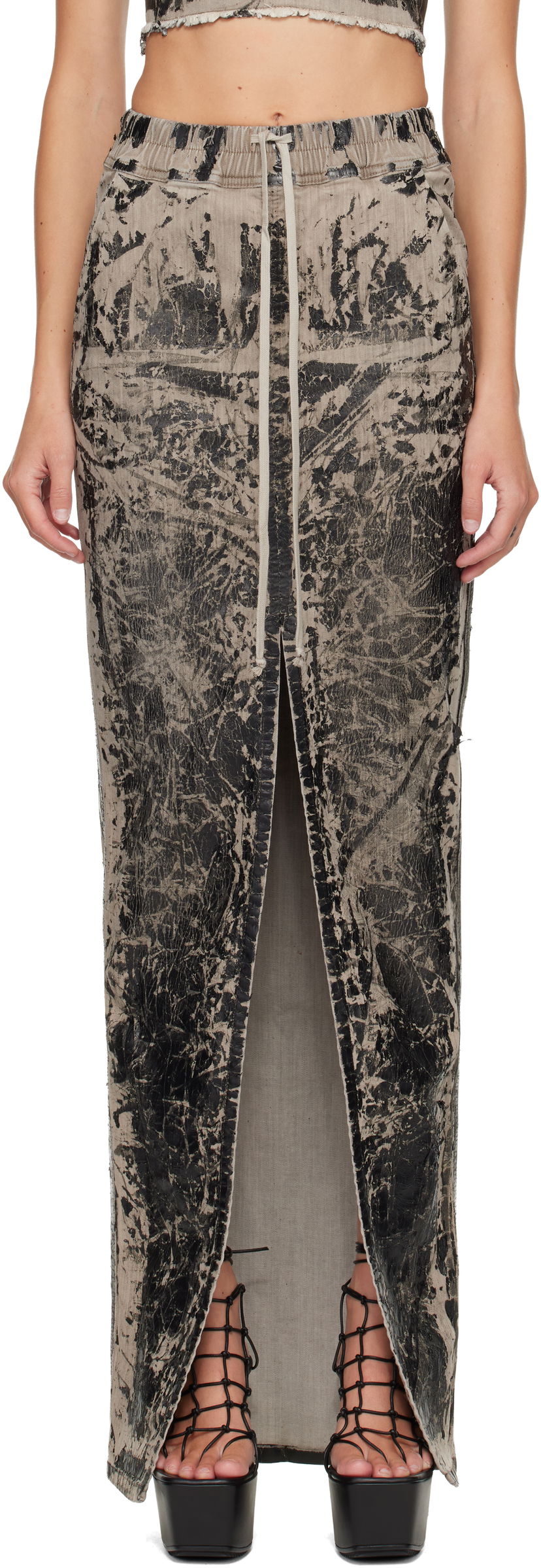 Kjol Rick Owens DRKSHDW Concordians Phleg Pillar Denim Maxi Skirt Flerfärgad | DS02E7333 SDWF