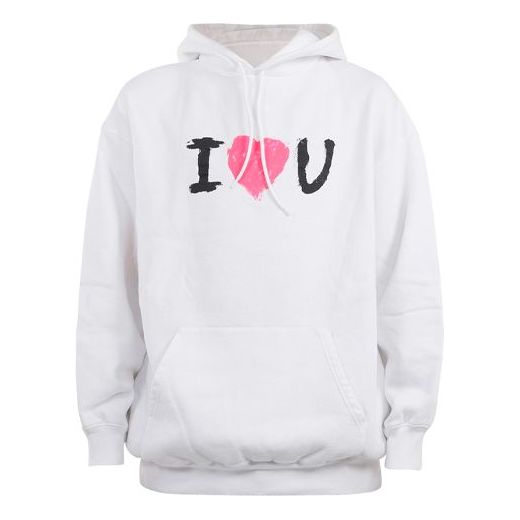 Sweatshirt Balenciaga Balenciaga 'I Love U' Graphic Print Hoodie Vit | 570811TJVL69040
