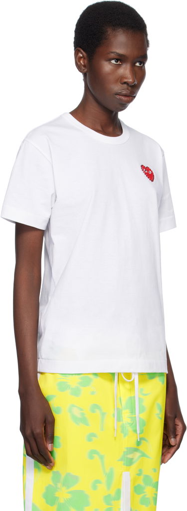 T-shirt Comme des Garçons CDG Play Rhinestone Heart T-Shirt Vit | AX-T801-051, 1