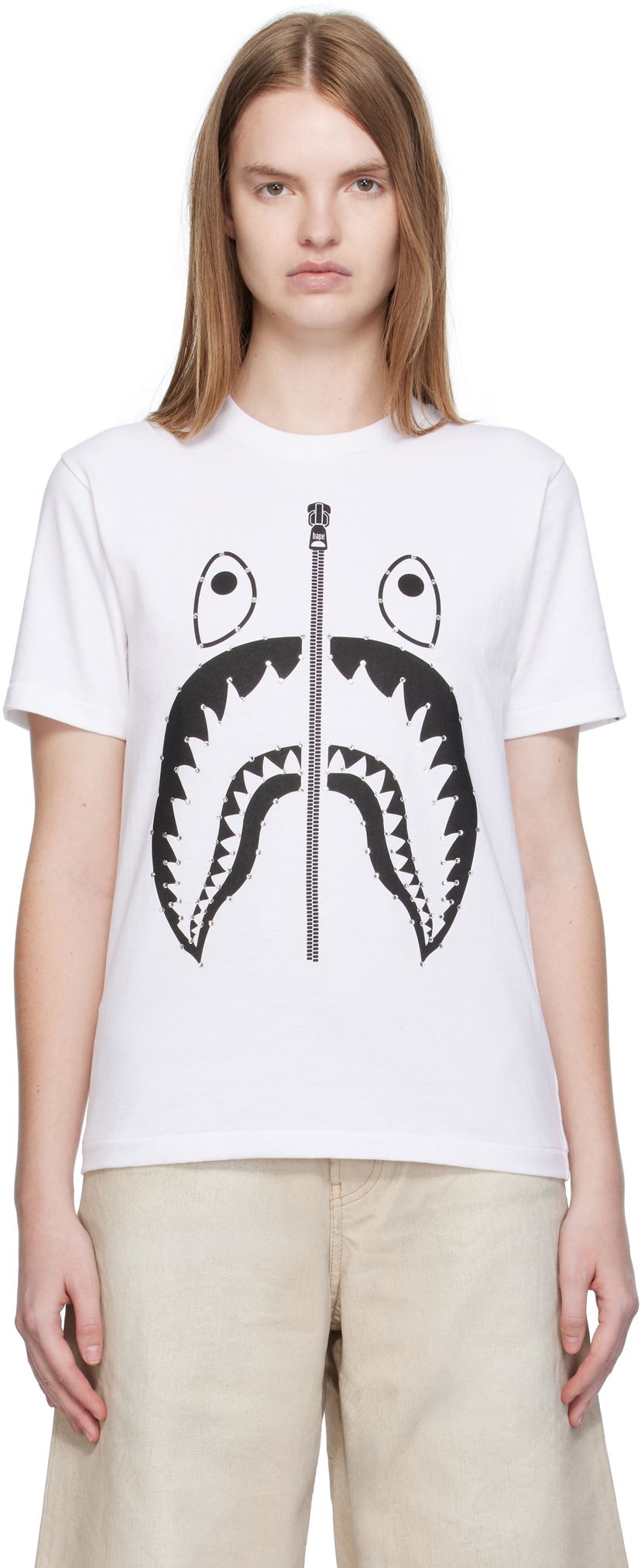 T-shirt BAPE Crystal Stone Shark Graphic T-Shirt Vit | 001TEL302065L