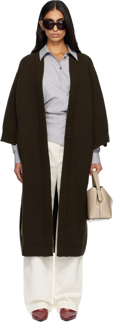Sweater Max Mara Atollo Rib Knit Long Cardigan Brun | 2521346113600, 0