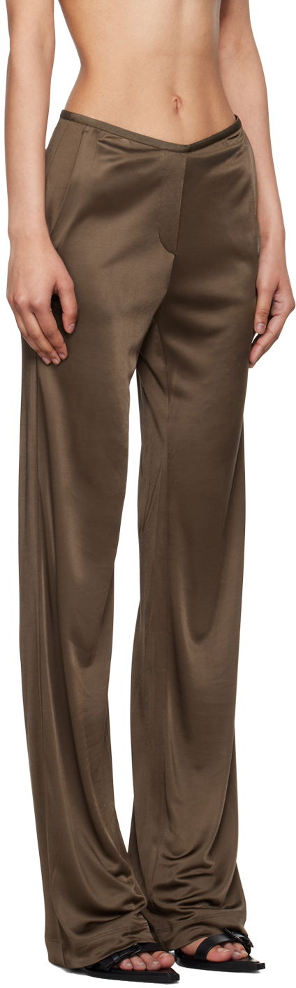 Byxor Helmut Lang Helmut Lang Car Satin Trousers Brun | O02HW205, 1