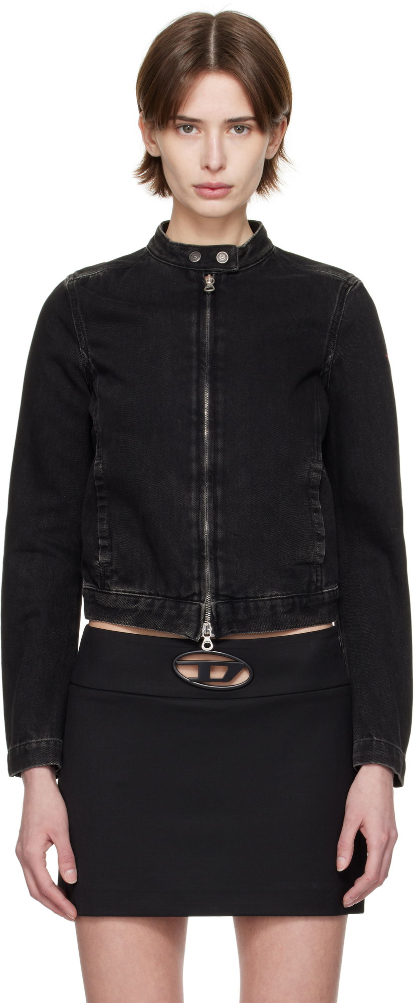 Jacka Diesel Diesel De-Morning Cropped Denim Jacket Svart | A13434 09I35