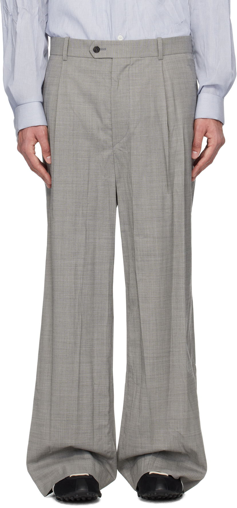 Byxor HED MAYNER Hed Mayner Crinkled Trousers Grå | HMMA30031A-HA150