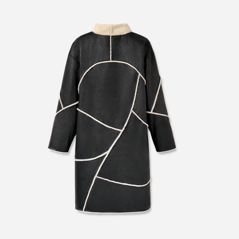 Rockar UGG Emberlynn LuxeFluff Paneled Coat Polyester Flerfärgad | 1171468-BLK, 1