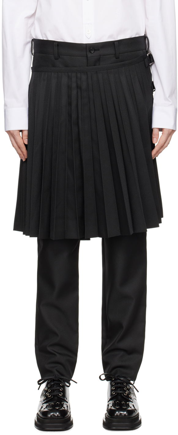 Byxor Comme des Garçons Homme Plus Black Layered Trousers Svart | PN-P048-051