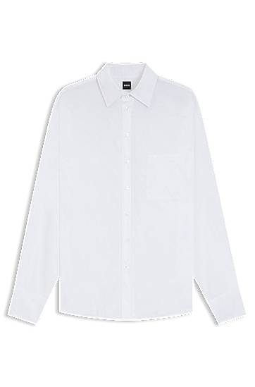Skjorta BOSS Oversized Cotton Blouse Vit | 50543800