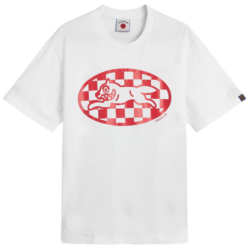 T-shirt BBC IceCream Checker Running Dog Graphic Tee, Size Large Vit | IC25379-WHT