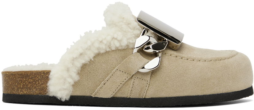 Skovård JW Anderson JW Anderson Shearling Buckle Loafers Beige | ANW40000B