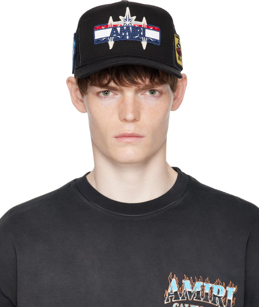 Keps AMIRI Amiri Station Patch Trucker Cap Svart | AMHATR1031