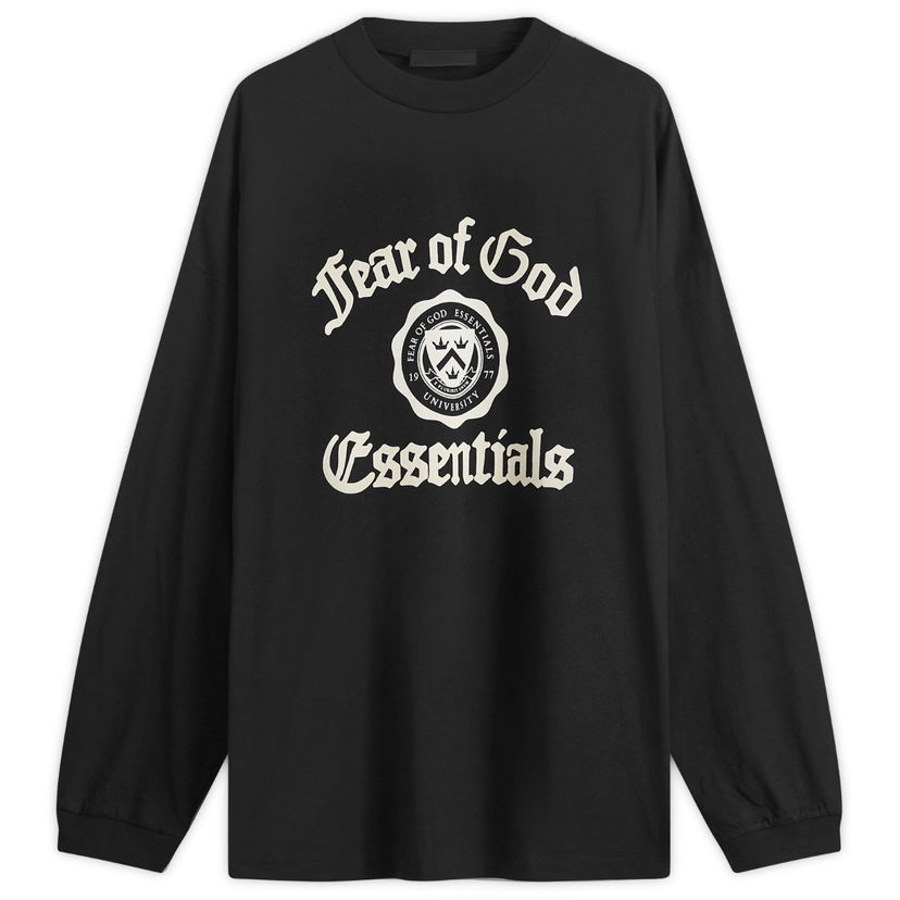 T-shirt Fear of God Essentials University Long Sleeve T-Shirt Svart | 125HO242010F