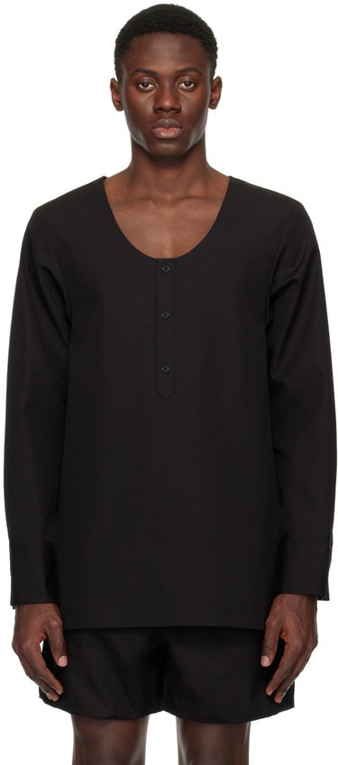 Skjorta We11done Scoop Neck Long Sleeve Shirt Svart | WD-BL1-24-151-M-BK, 0