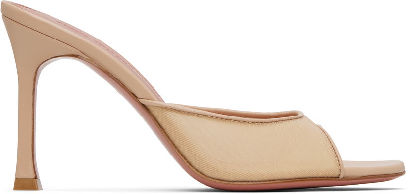 Tillbehör Amina Muaddi Amina Muaddi Alexa Mesh 95 Heeled Sandals Beige | SSENSE EXCLUSIVE 95MM ALEXA MESH