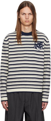 Striped Fox Head Intarsia Sweater
