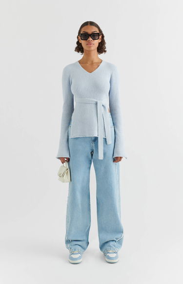 T-shirt AXEL ARIGATO Tube Rib-Knit Wrap Top Blå | A0948004, 4