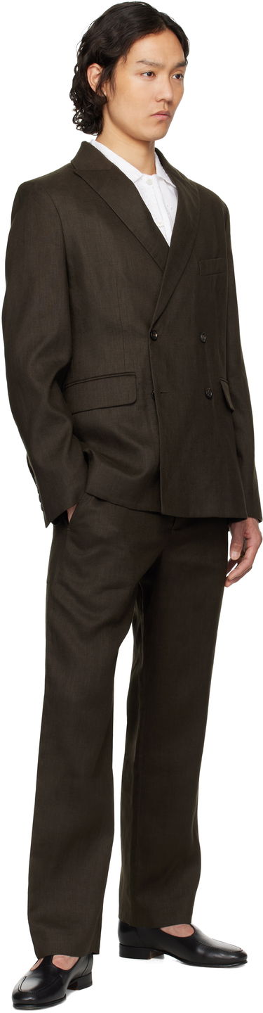 Rockar Bode Bode Linen Double-Breasted Blazer Brun | MRS25SJ011, 3