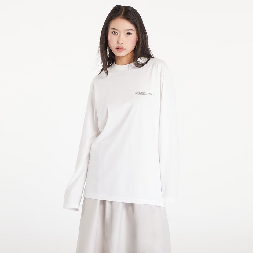 T-shirt Y-3 Logo Long Sleeve Tee UNISEX Core White Vit | JE9279
