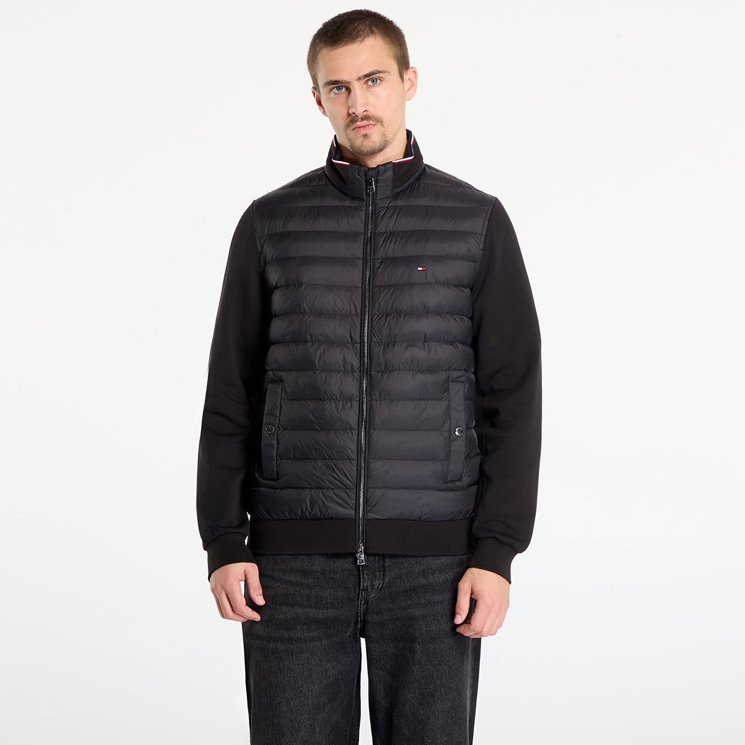 Pufferjacka Tommy Hilfiger Jacket Mix Media Ess Rwb Stand Collar Svart | MW0MW41329 BDS, 0