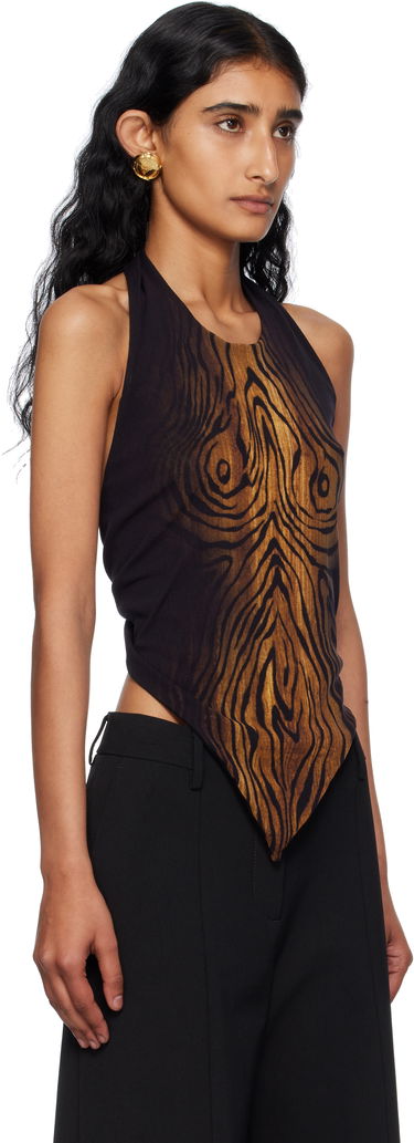 Linne Jean Paul Gaultier Jean Paul Gaultier Scarf Print Wood Halter Top Svart | 25/03-W-TO316-M002P-0060, 1