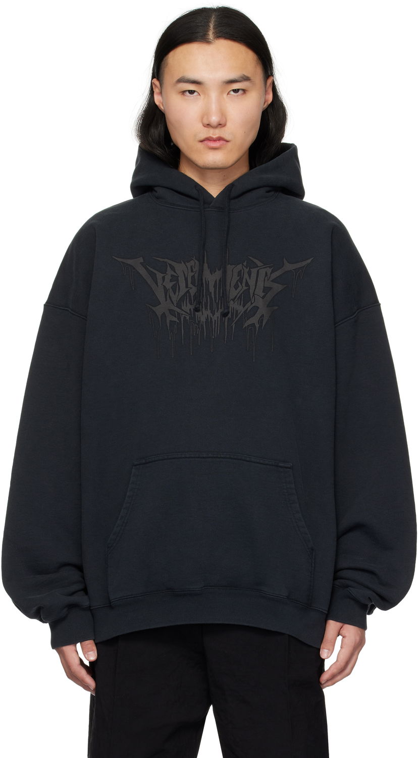Sweatshirt VETEMENTS Vetements Drip Metal Oversized Hoodie Svart | UA66HD730B