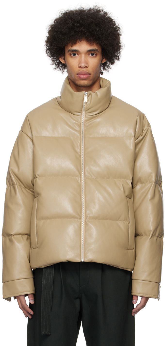 Jacka Nanushka Marron Vegan Leather Down Jacket Beige | NM24RSOW00679