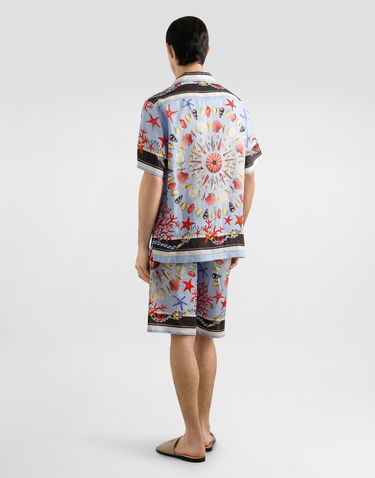 Skjorta Dolce & Gabbana Dolce & Gabbana Linen Canvas Shirt with Shell Print Blå | G5JH9TFP4NRHC5PJ, 2