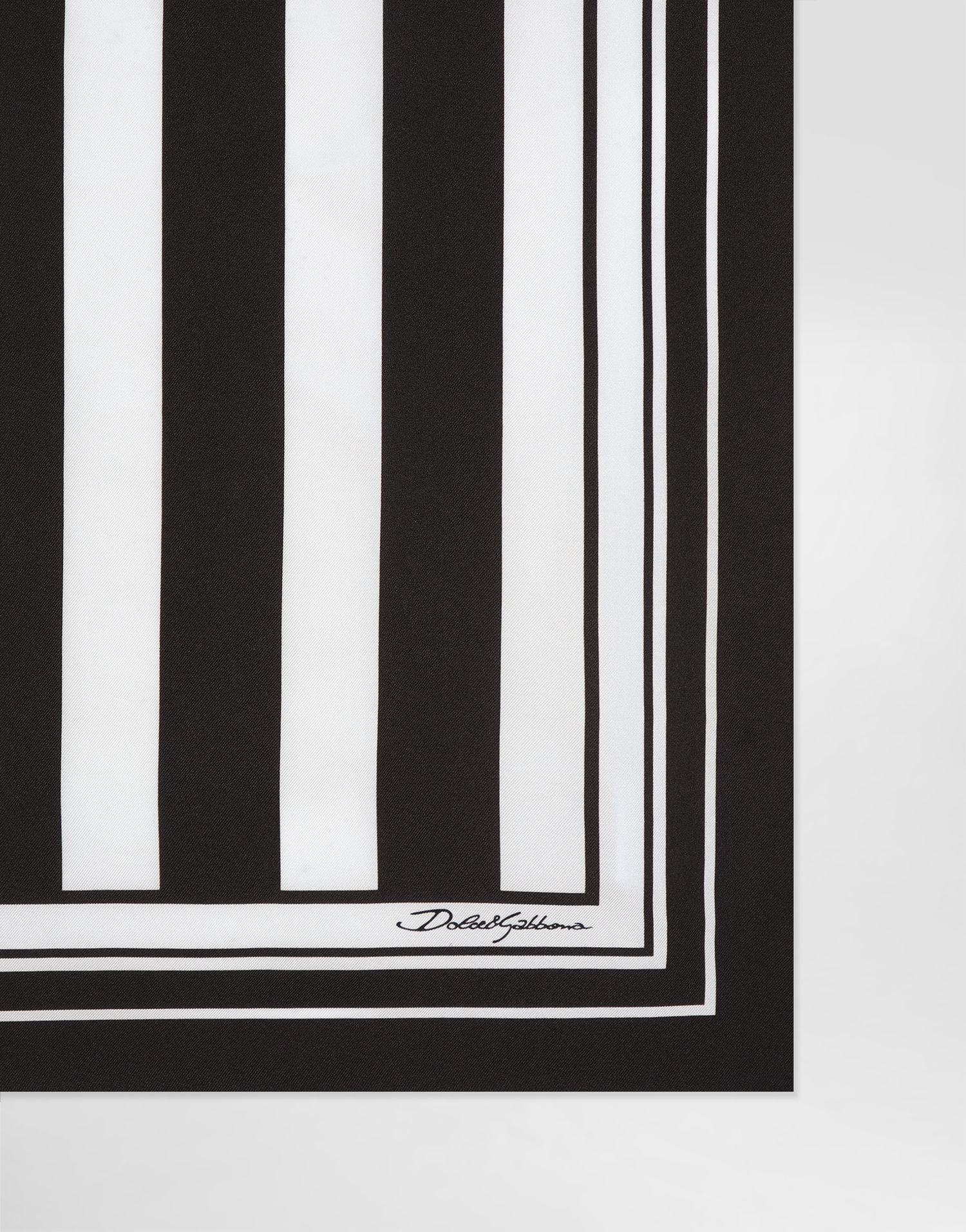Halsduk Dolce & Gabbana Dolce & Gabbana Striped Silk Twill Square Scarf Svart | GQ704EG0WU9HM8DA, 1