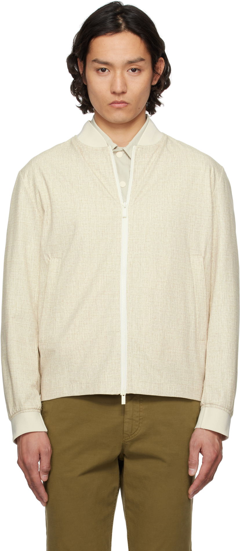 Bomberjacka BOSS BOSS Slim-Fit Bomber Jacket Beige | 50539477