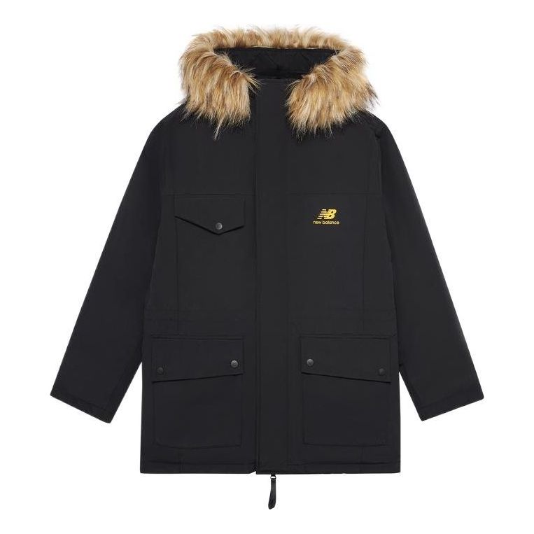 Parkas New Balance Warm Windproof Jacket With Fur Collar Svart | AMJ23371-BK
