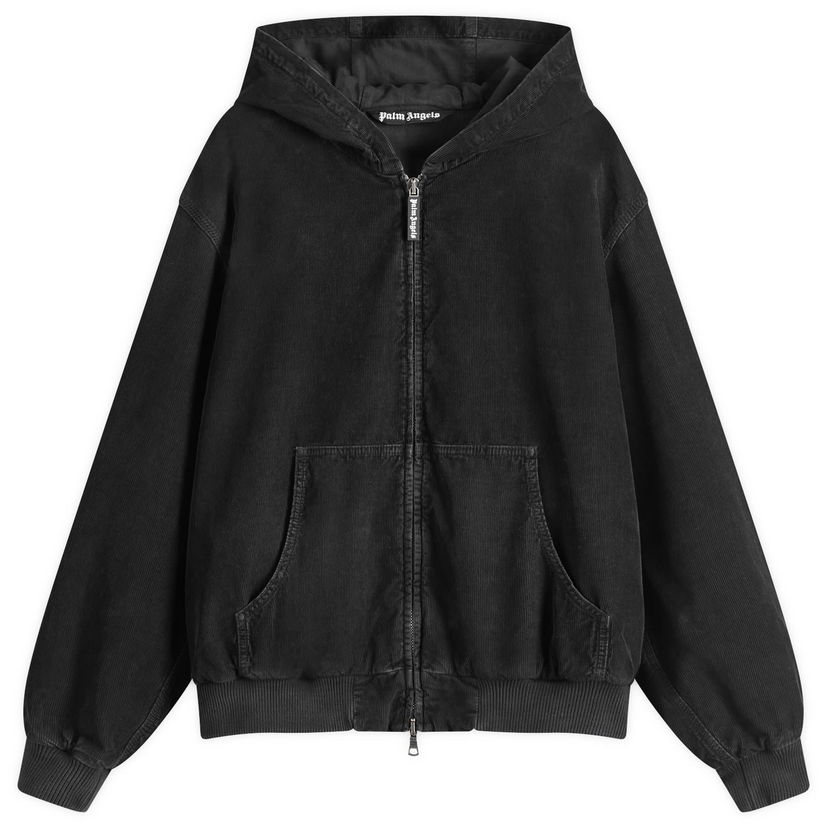 Sweatshirt Palm Angels Curved Logo Corduroy Bomber Jacket Svart | PMEH035S25FAB0011313