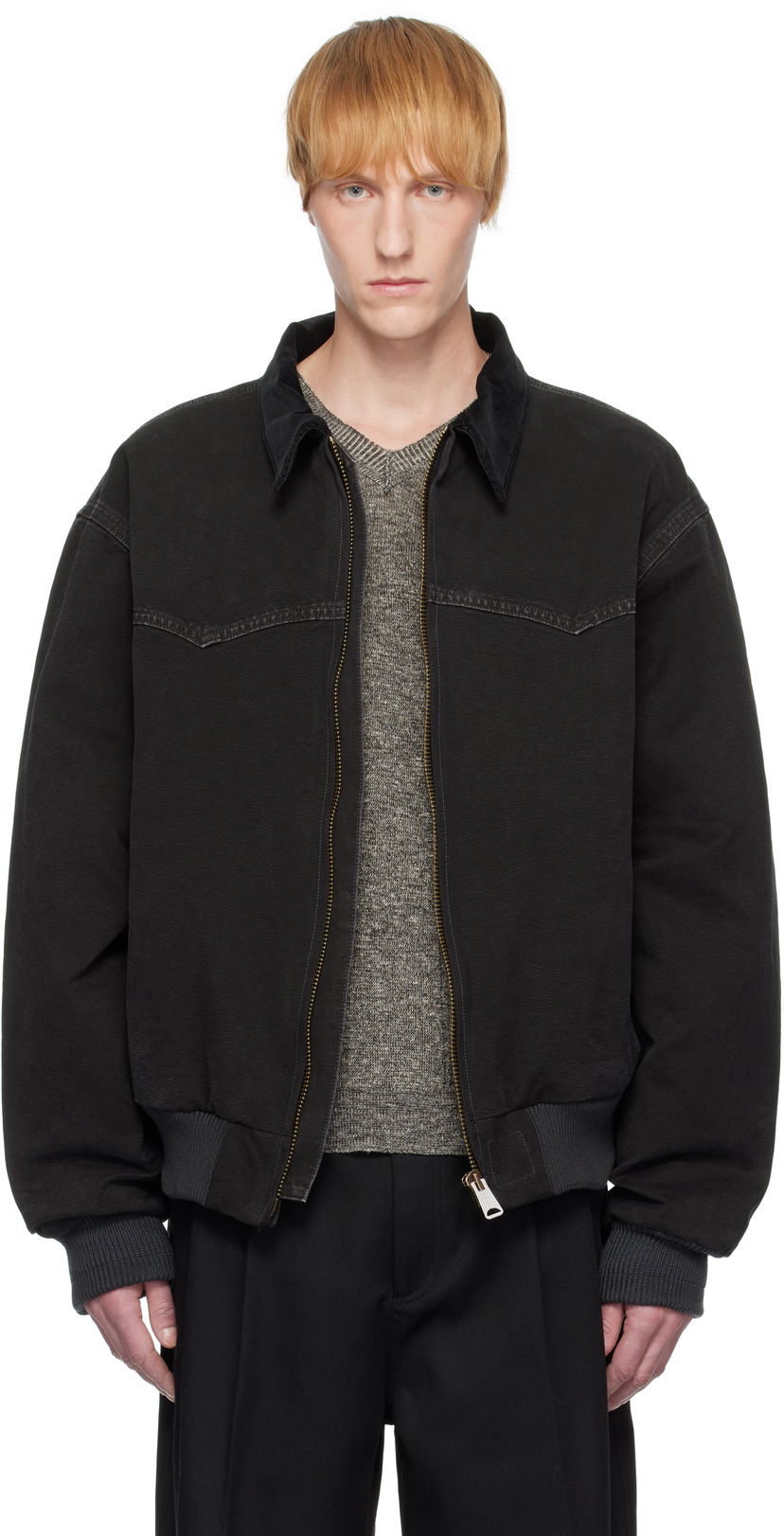 Jacka Maison Margiela Maison Margiela Yoke Caban Bomber Jacket Svart | S50AM0640 M35255