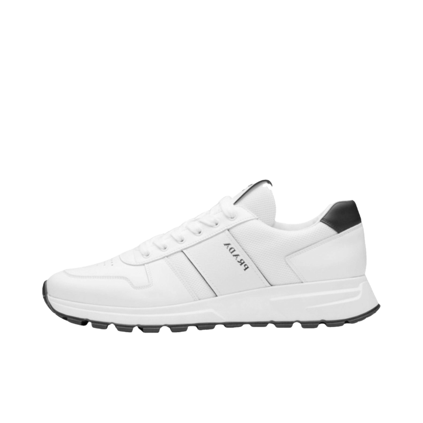 Sneakers och skor Prada Prax 1 Leather Low White Black Vit | 4E3571_3L3F_F0964